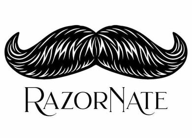 Razornate Barber logo with mustache design in Golden Bay, Western Australia, AU.