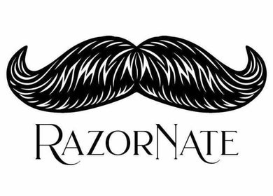 Logo of Razornate Barber featuring a stylized moustache design in Golden Bay, Western Australia, AU.