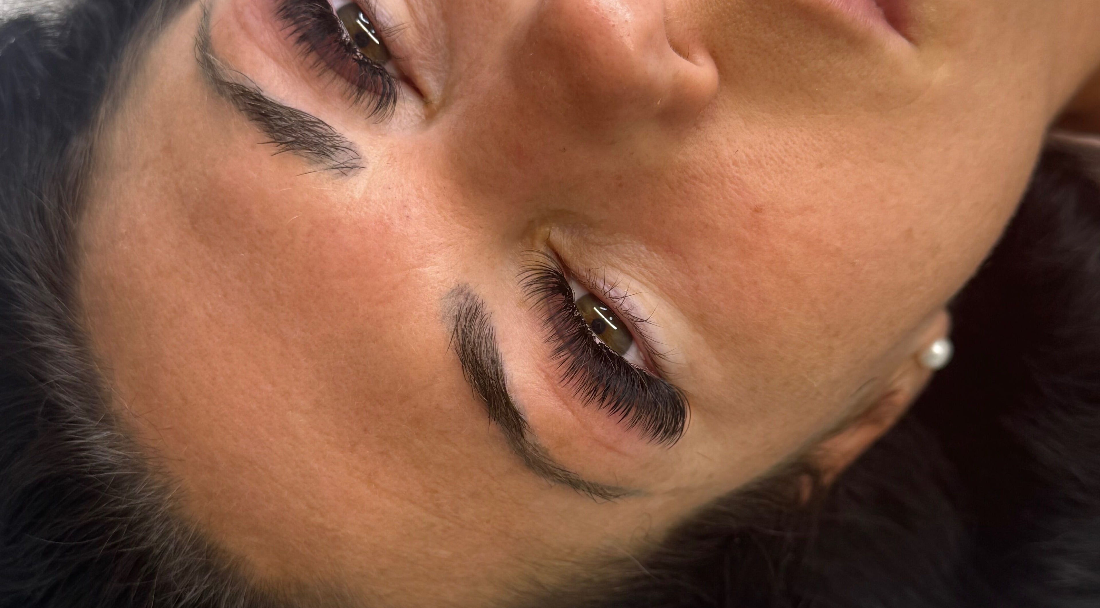 Close-up of eyelash extensions at Romaiya Beauty Bar, London, England, GB.