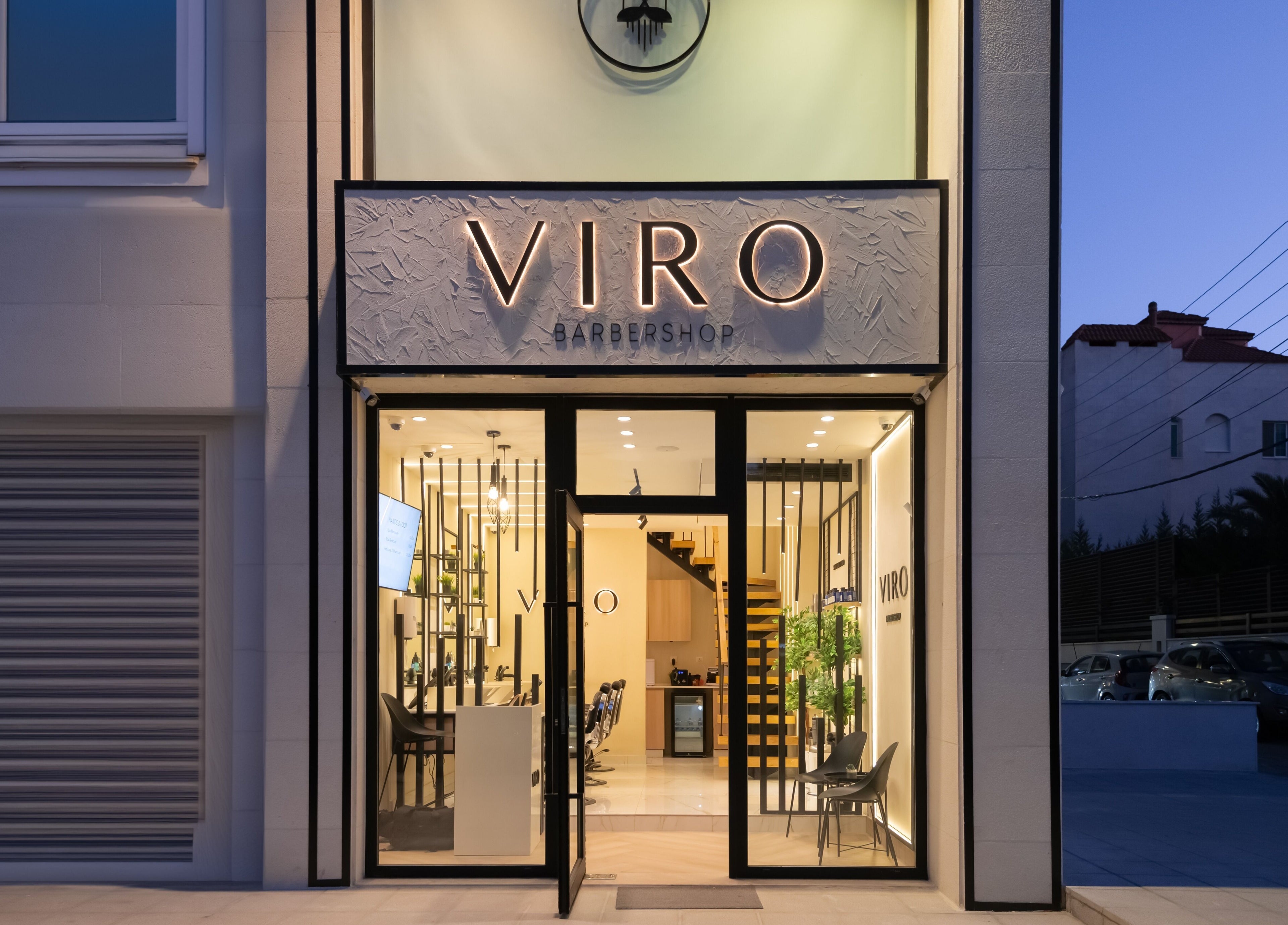 Entrance of VIRO Barbershop - AL Nakheel in Amman, Amman Governorate, JO, showcasing a modern interior.