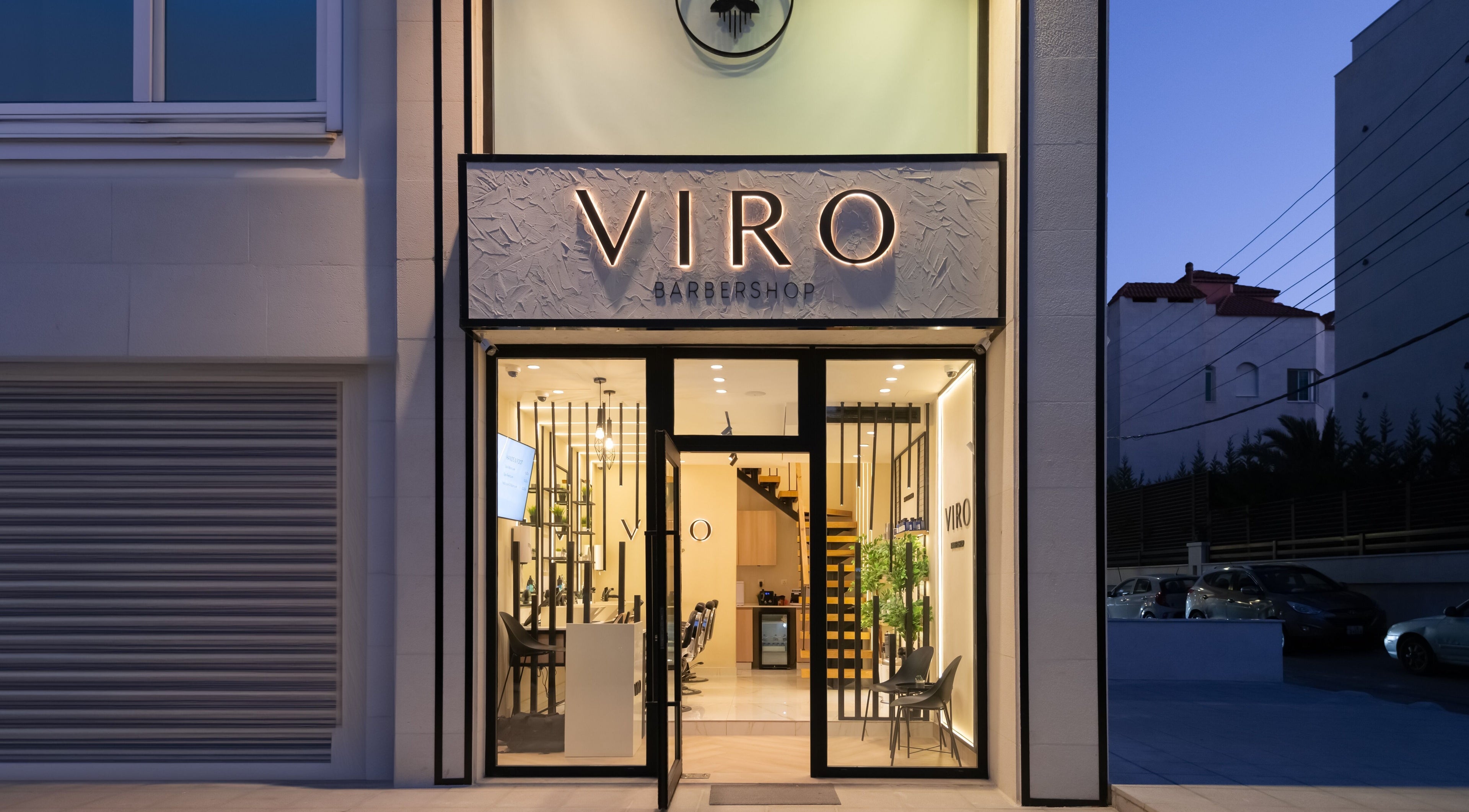 Entrance of VIRO Barbershop - AL Nakheel in Amman, Amman Governorate, JO, showcasing a modern interior.