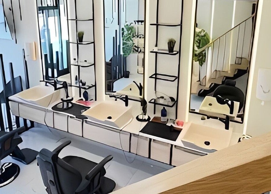 Stylish interior of VIRO Barbershop - AL Nakheel in Amman, Amman Governorate, JO with sleek chairs and mirrors.