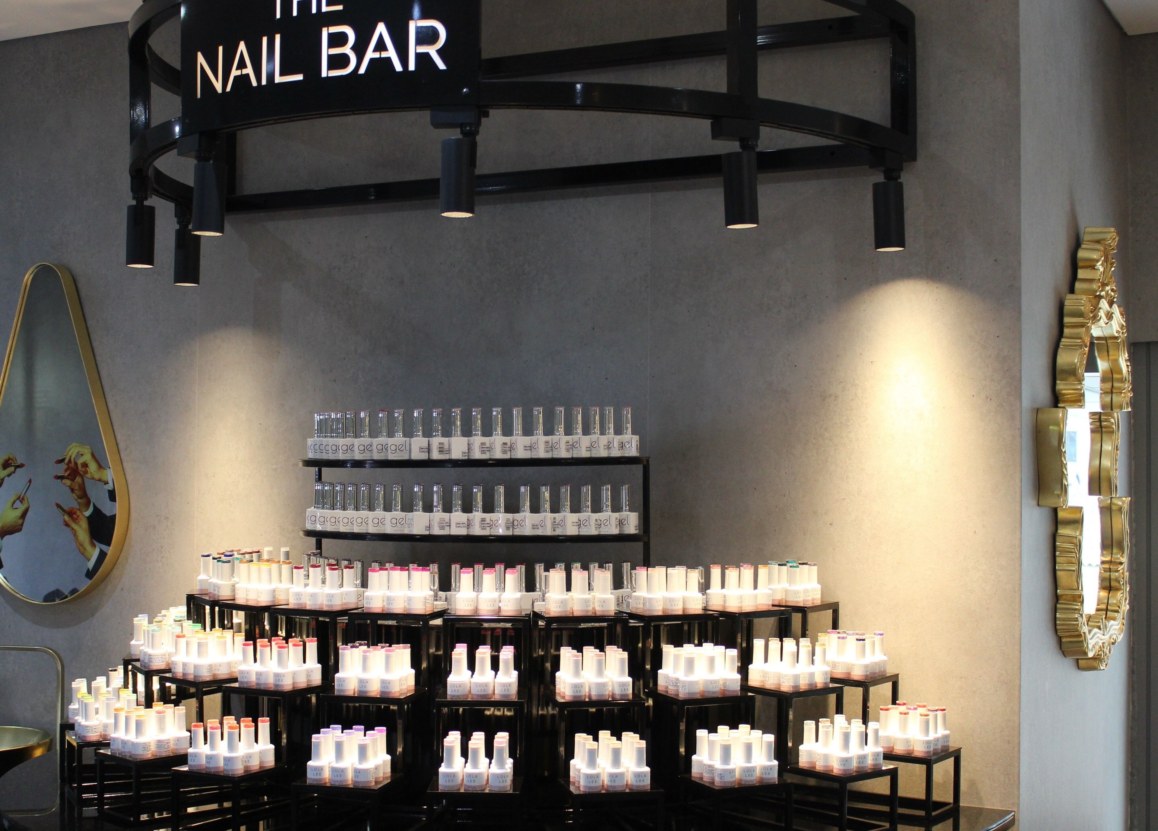 Elegant nail polish display at The Salon Luxe at Five JBR, Dubai, Dubai, AE, showcasing sophisticated decor.