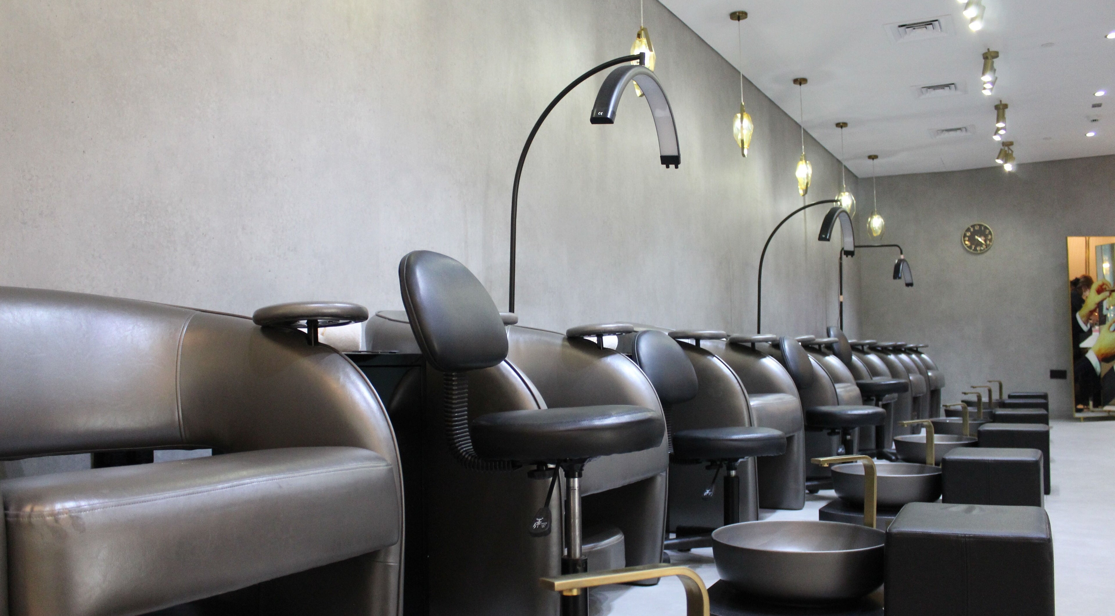 Chic seating area at The Salon Luxe at Five JBR, Dubai, Dubai, AE, showcasing modern design and comfort.