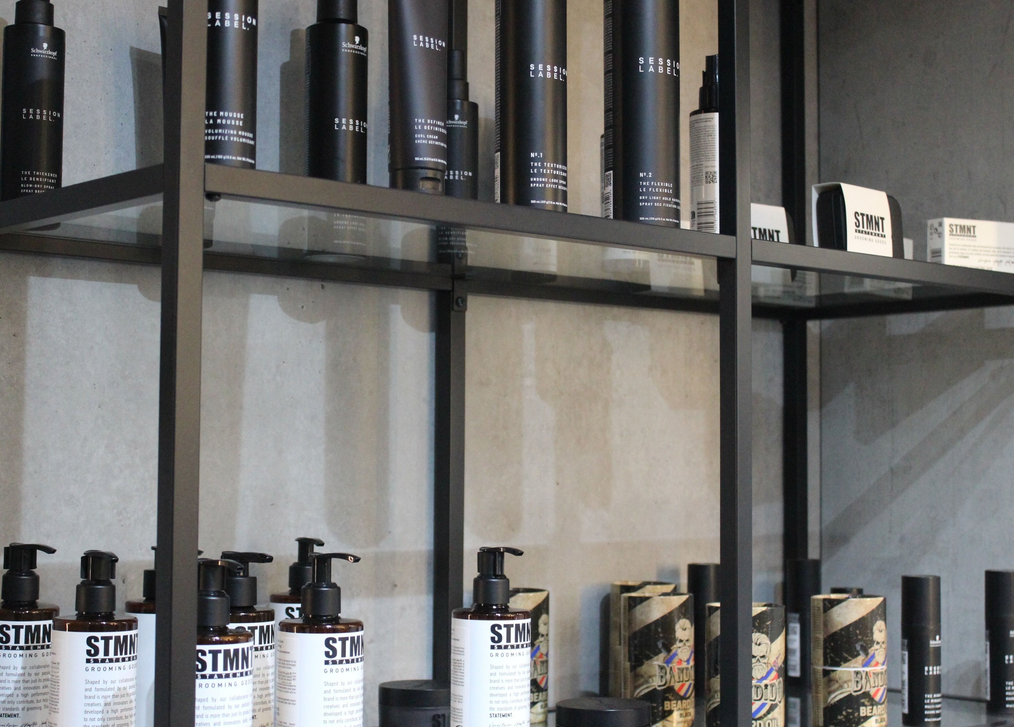 Stylish beauty products on shelves at The Salon Luxe, Dubai, Dubai, AE.