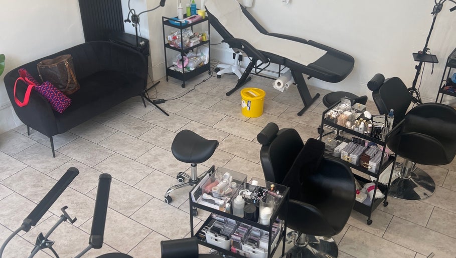 Elegant beauty studio at Isabel Alexandra Aesthetics, London, England, GB equipped for aesthetic treatments.