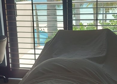 Serene spa room with ocean view at The Sea View Spa at February Point, Exuma, Exuma, BS.