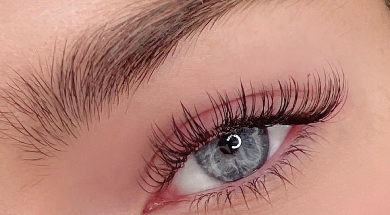 Close-up of eyelash extensions at Glowup Studio, Haymarket, New South Wales, AU.