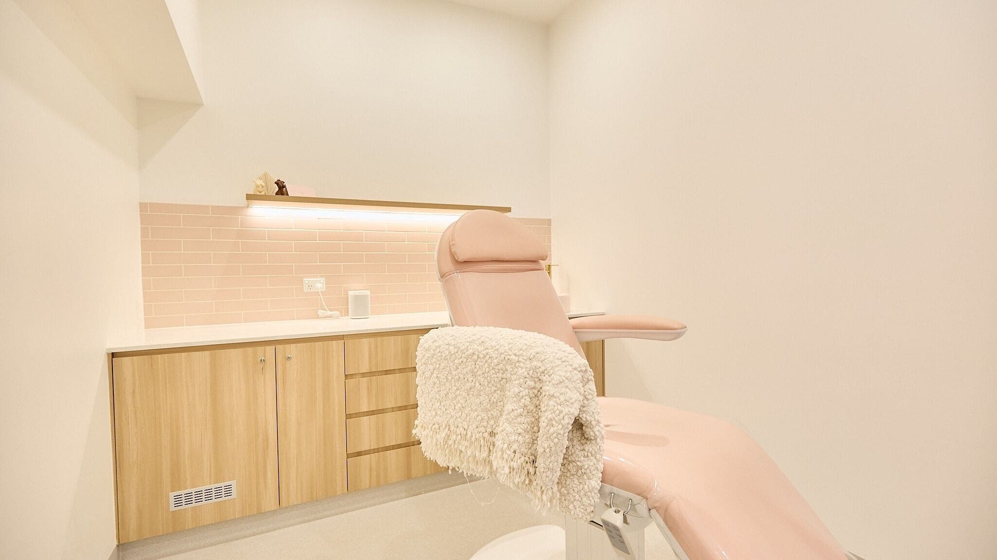 Elegant treatment chair at The Teeth Whitening Boutique, inside The Fit Injector Clinic, Bondi Junction.