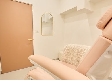 Relaxing treatment room at The Teeth Whitening Boutique inside The Fit Injector Clinic, Bondi Junction, New South Wales, AU.
