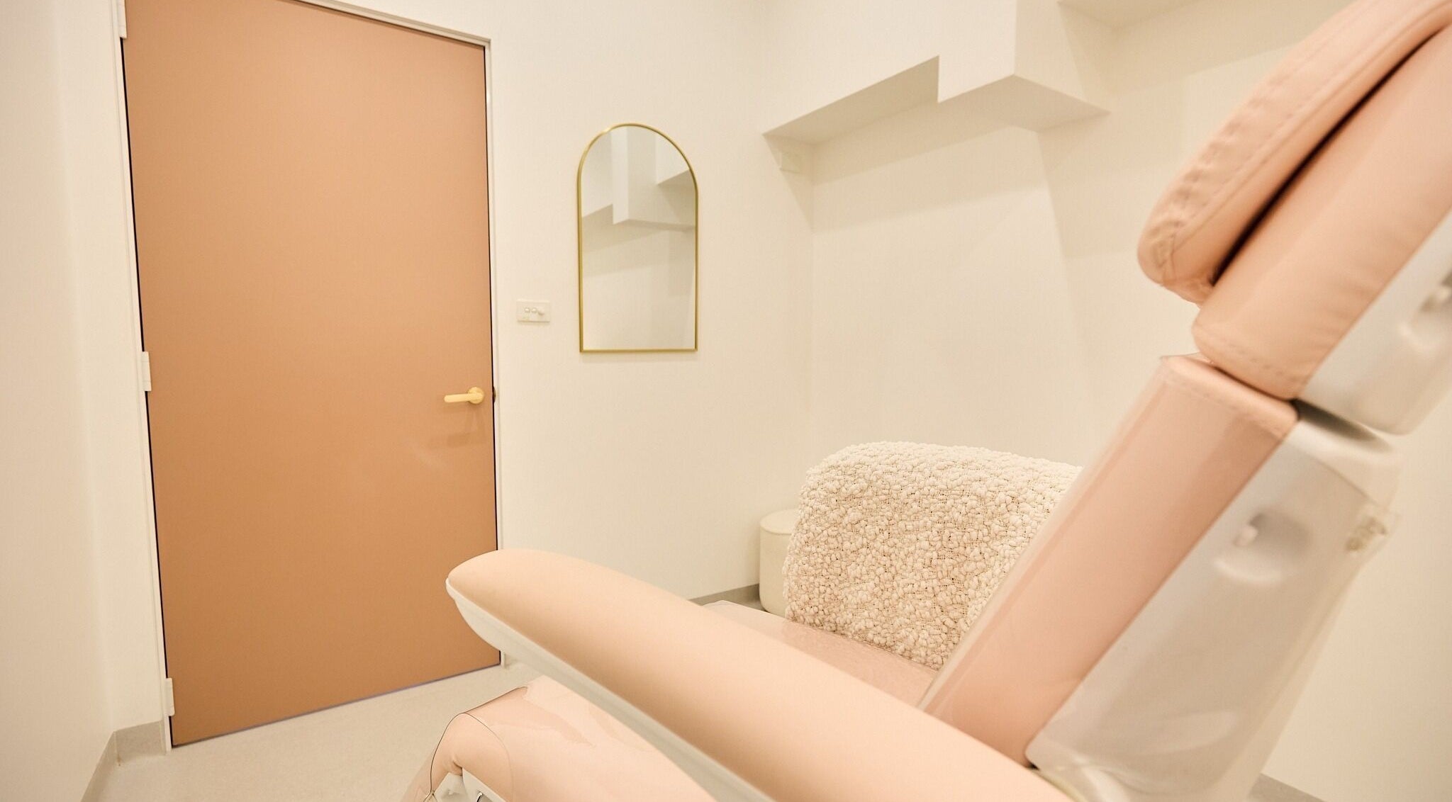 Relaxing treatment room at The Teeth Whitening Boutique inside The Fit Injector Clinic, Bondi Junction, New South Wales, AU.