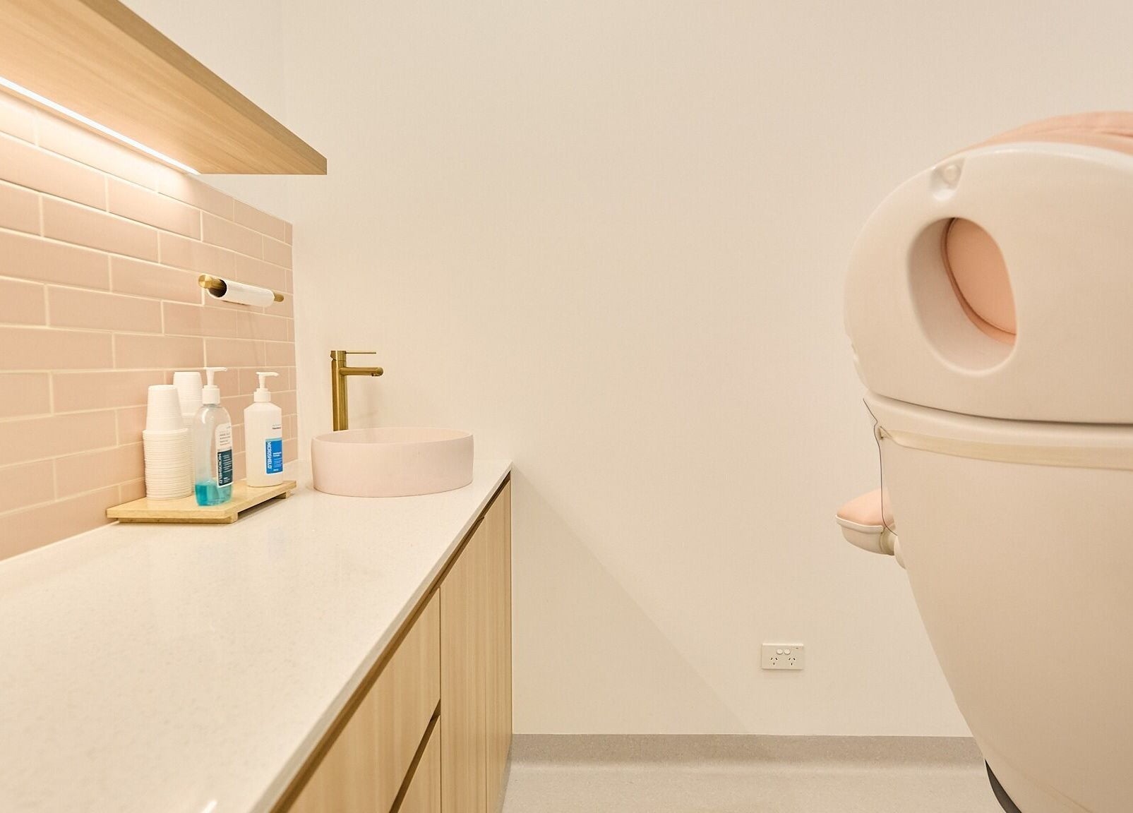 Modern vanity setup at The Teeth Whitening Boutique inside The Fit Injector Clinic, Bondi Junction, New South Wales, AU.