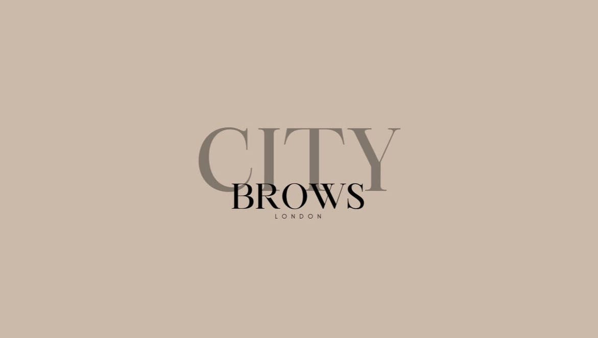 City Brows London logo with elegant text on a beige background. Located in London, England, GB.