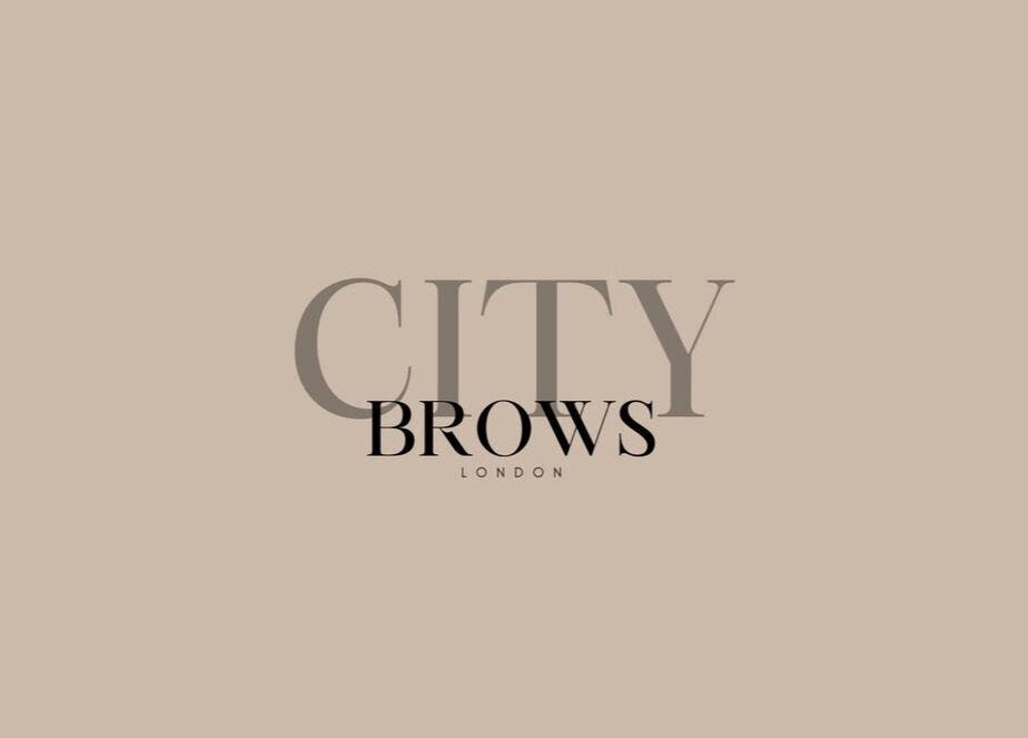 City Brows London logo with elegant text on a beige background. Located in London, England, GB.