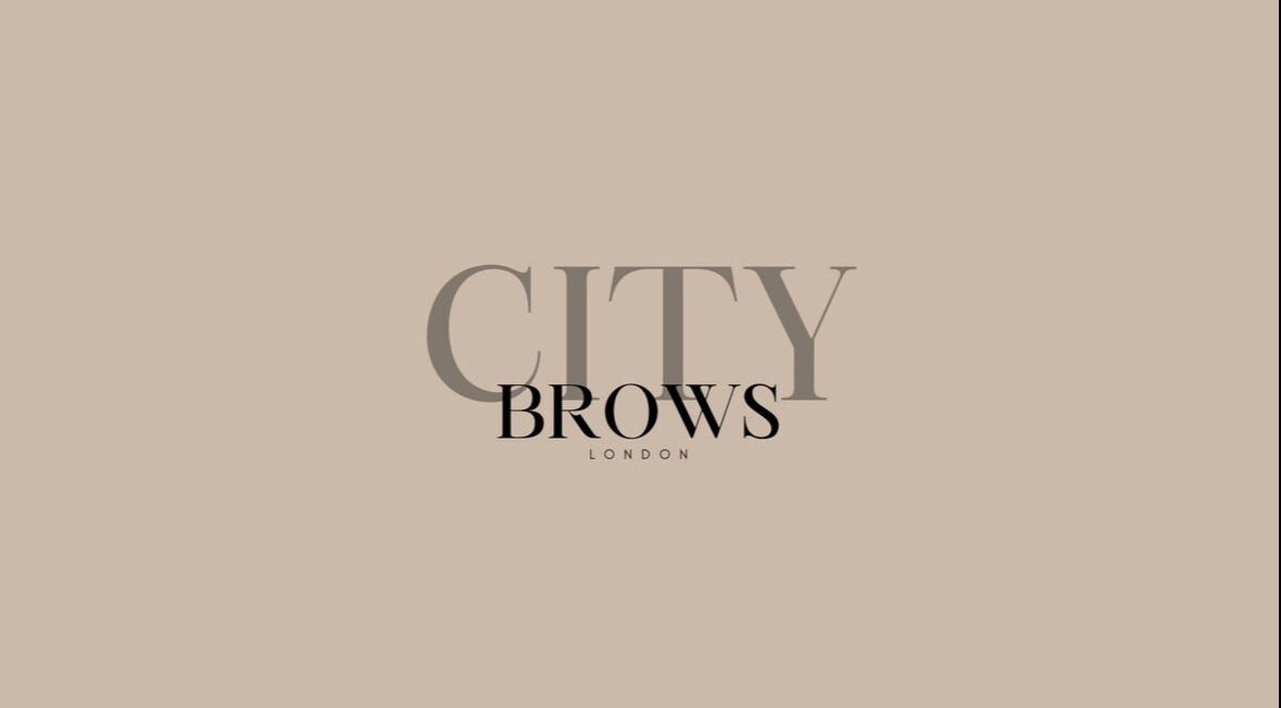 City Brows London logo with elegant text on a beige background. Located in London, England, GB.