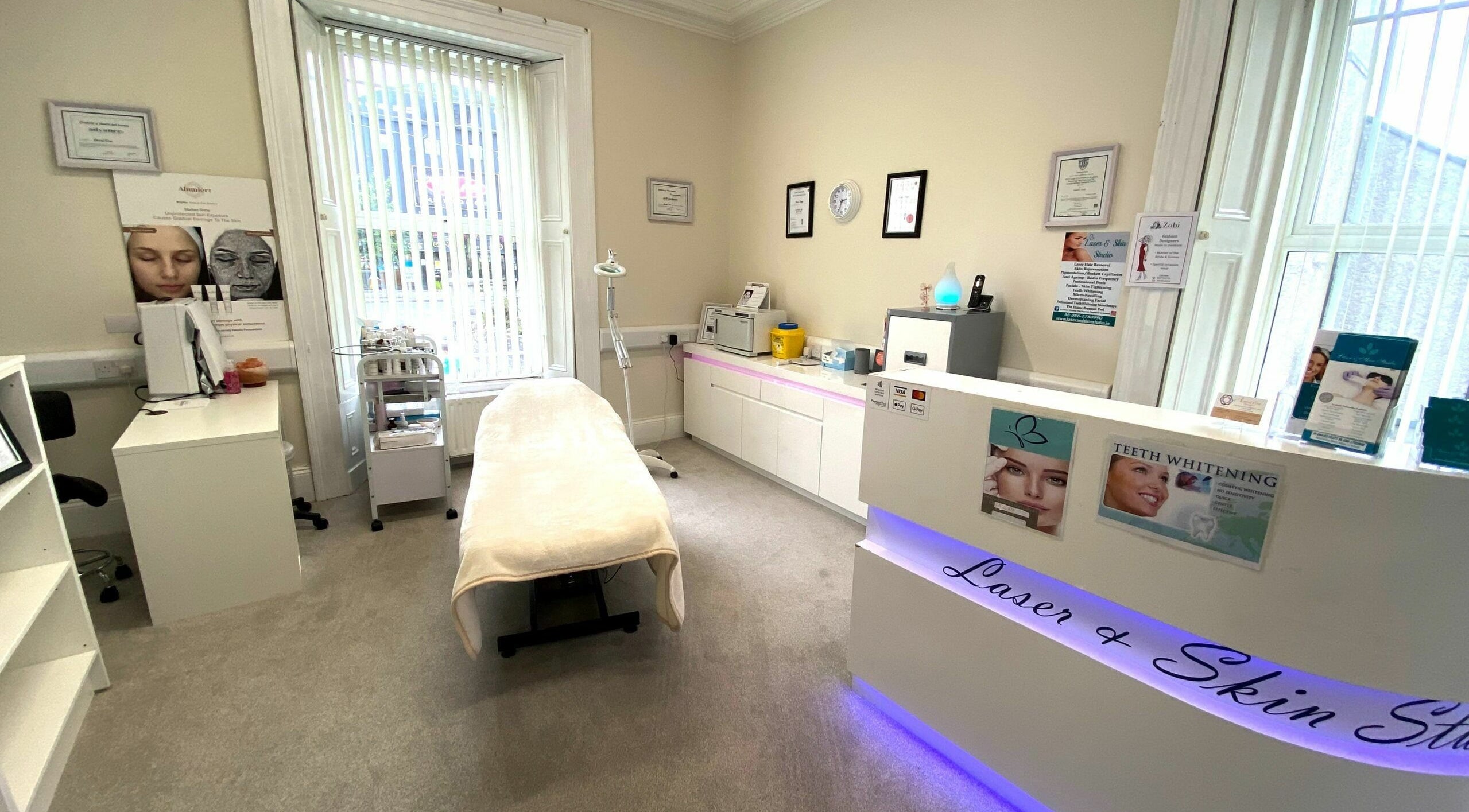 Interior of Laser and Skin Studio in Mullingar, County Westmeath, IE, showcasing a serene treatment room.