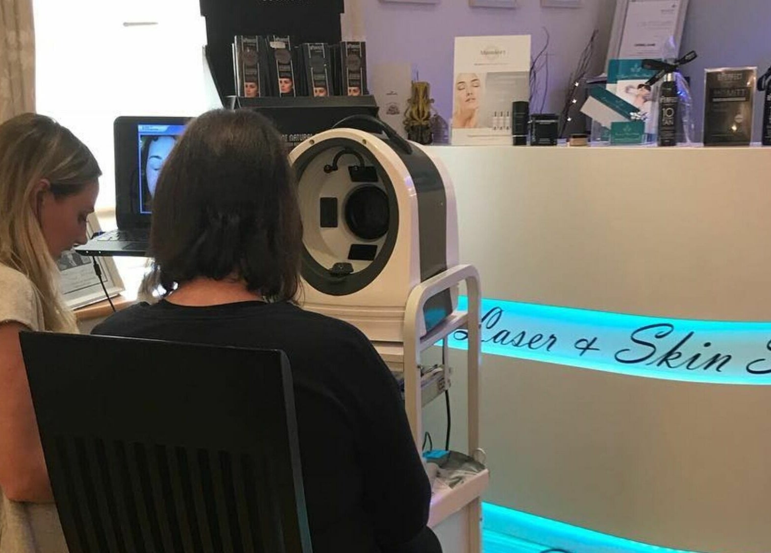 Client receiving skin analysis at Laser and Skin Studio Mullingar, County Westmeath, IE.