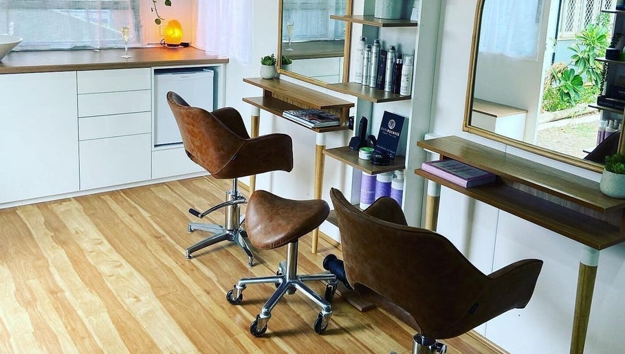 Elegant salon chairs and styling stations at The Organic Hair Van, Bulgarra, Western Australia, AU.