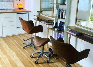 Elegant salon chairs and styling stations at The Organic Hair Van, Bulgarra, Western Australia, AU.