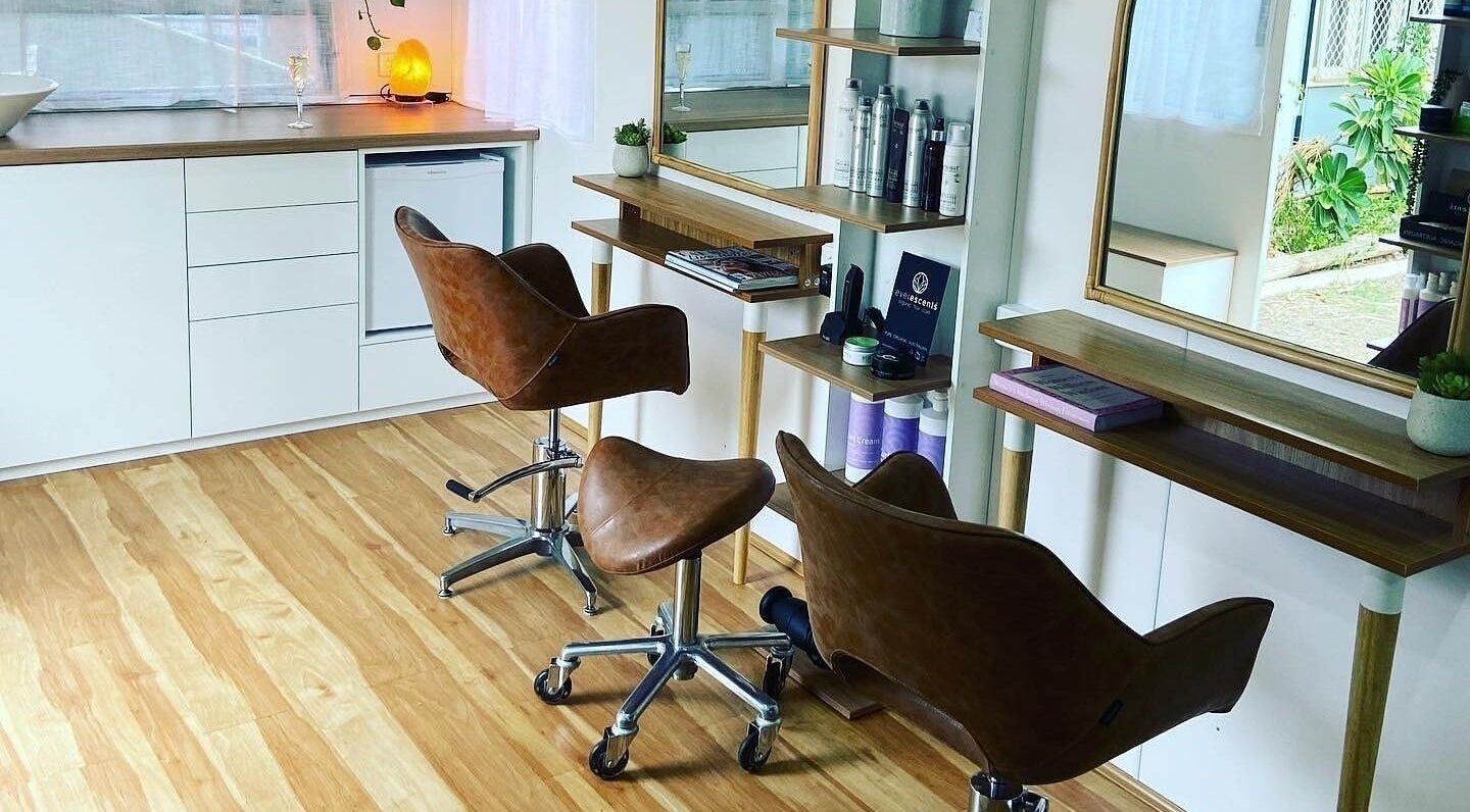 Elegant salon chairs and styling stations at The Organic Hair Van, Bulgarra, Western Australia, AU.