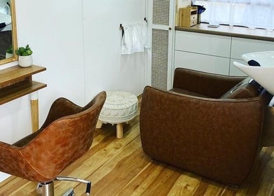Chic interior of The Organic Hair Van in Bulgarra, Western Australia, featuring modern salon equipment.