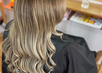 Beautiful wavy blond hair styled at The Organic Hair Van in Bulgarra, Western Australia, AU.