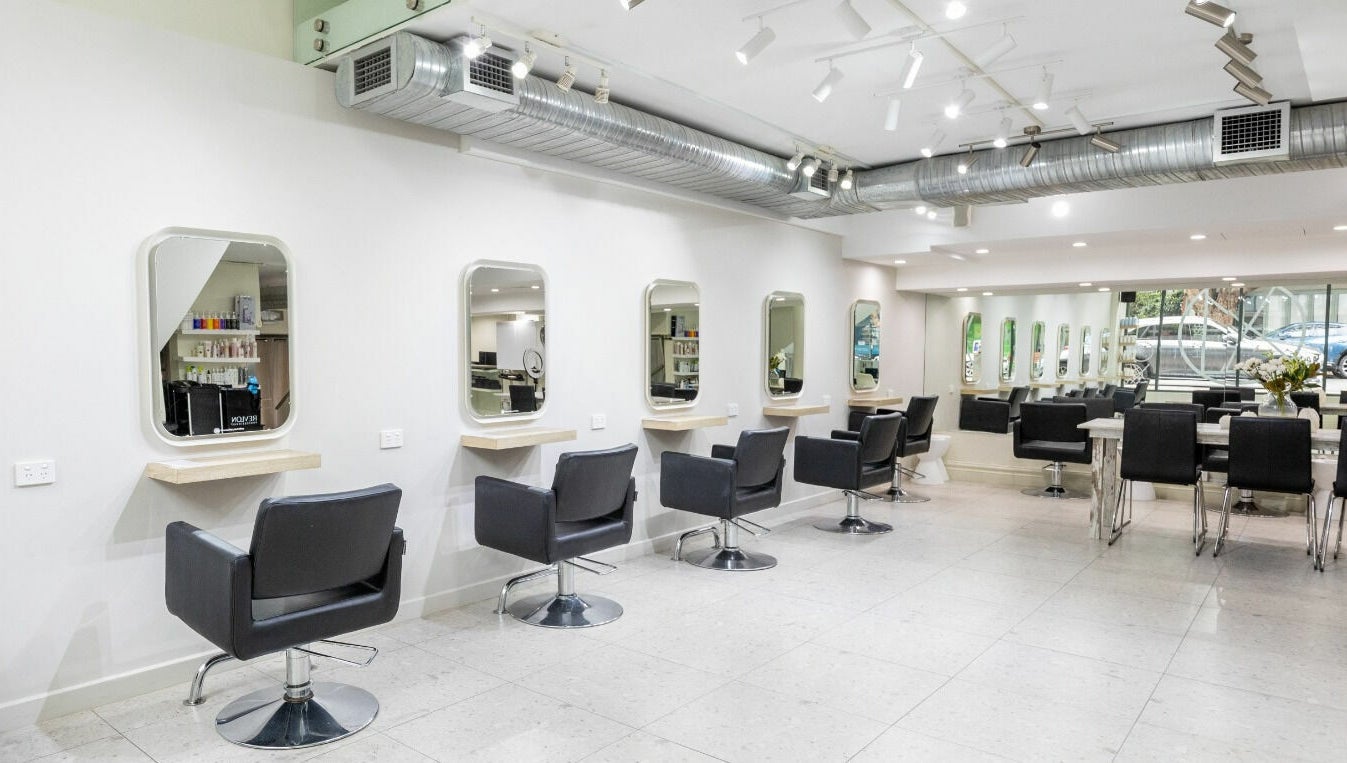 Modern chic salon interior at House of Lox Neutral Bay, Neutral Bay, New South Wales, AU.