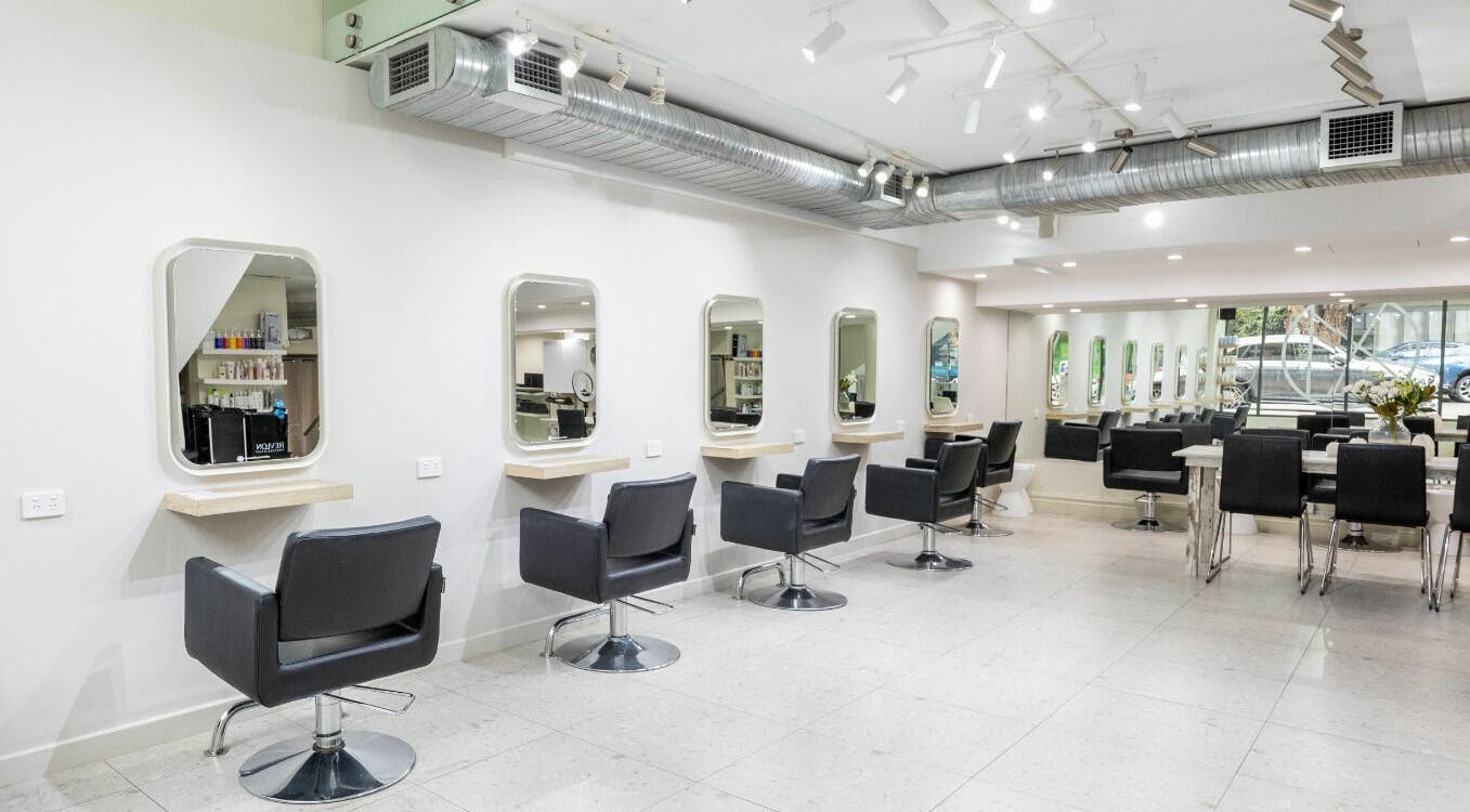 Modern chic salon interior at House of Lox Neutral Bay, Neutral Bay, New South Wales, AU.