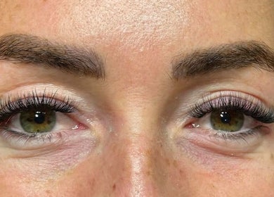 Close-up of expertly applied lash extensions at Layered Collective, Ellesmere Port, England, GB.