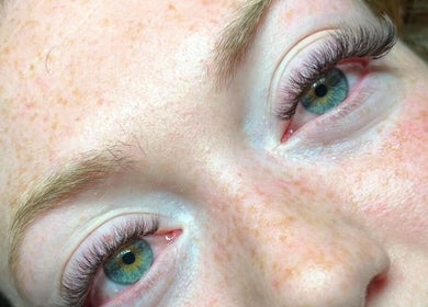 Close-up of eyelash extensions at Layered Collective in Ellesmere Port, England, GB.
