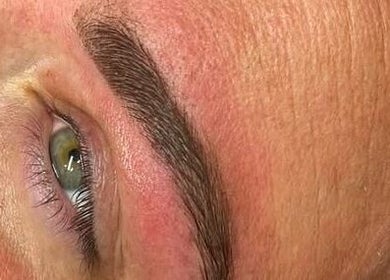 Close-up of well-groomed eyebrow after treatment at Layered Collective, Ellesmere Port, England, GB.