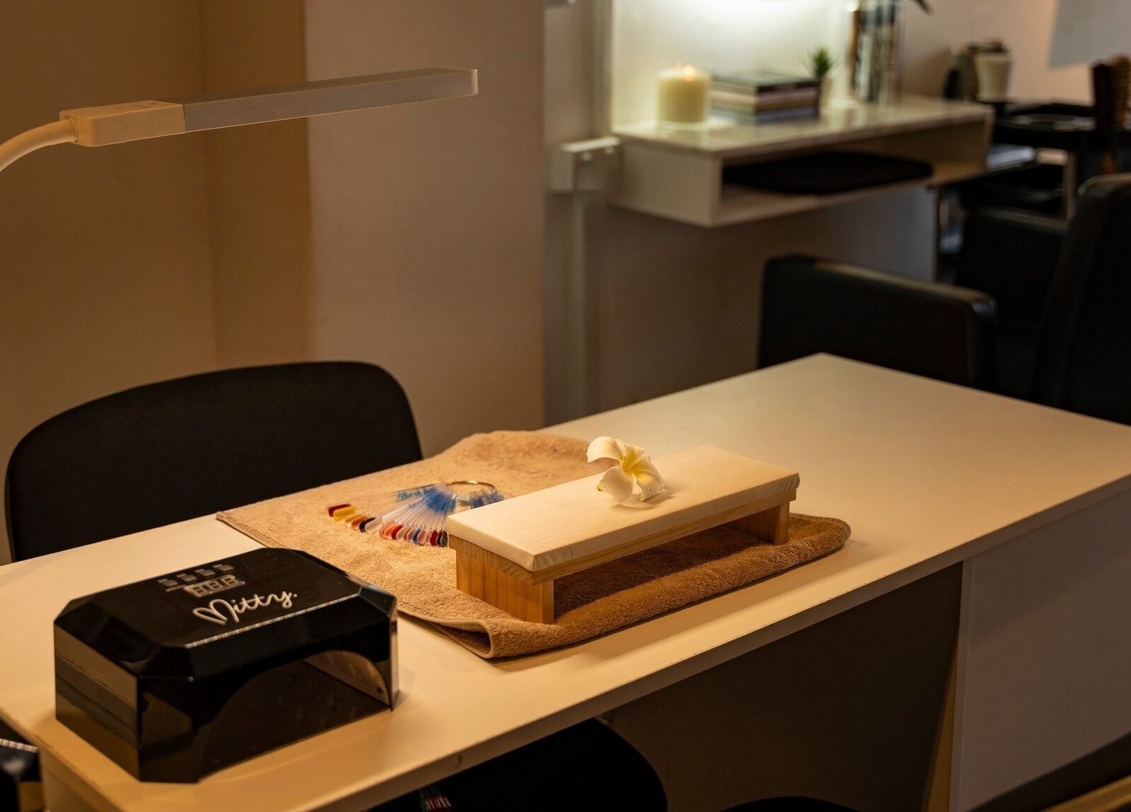 Nail treatment setup at The House of Beauty (Nadi), Nadi, Western Division, FJ featuring elegant decor.