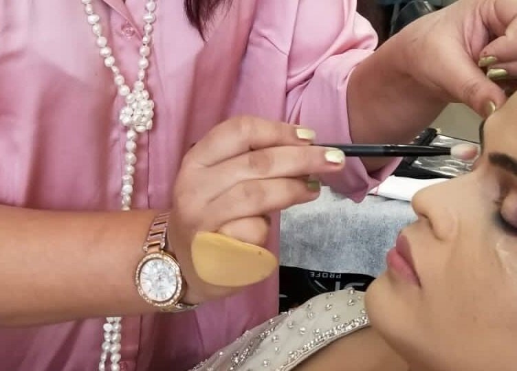 Professional makeup application at Naturally Yours Salon in Navi Mumbai, Maharashtra, IN.