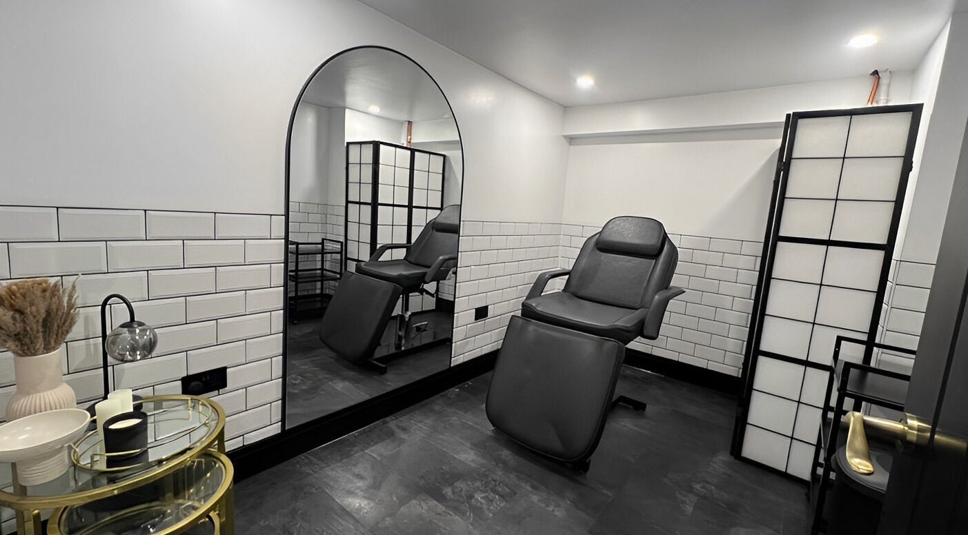 Modern treatment room at Beautistic at Sacred Empire, Royal Tunbridge Wells, England, GB with sleek design.