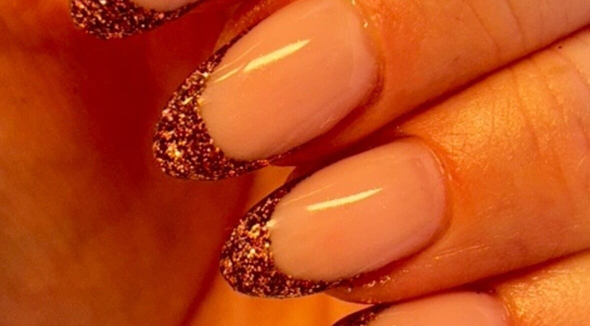 Elegant glitter-tipped manicure at All Things Beauty by Sammy in Stoke-on-Trent, England, GB.