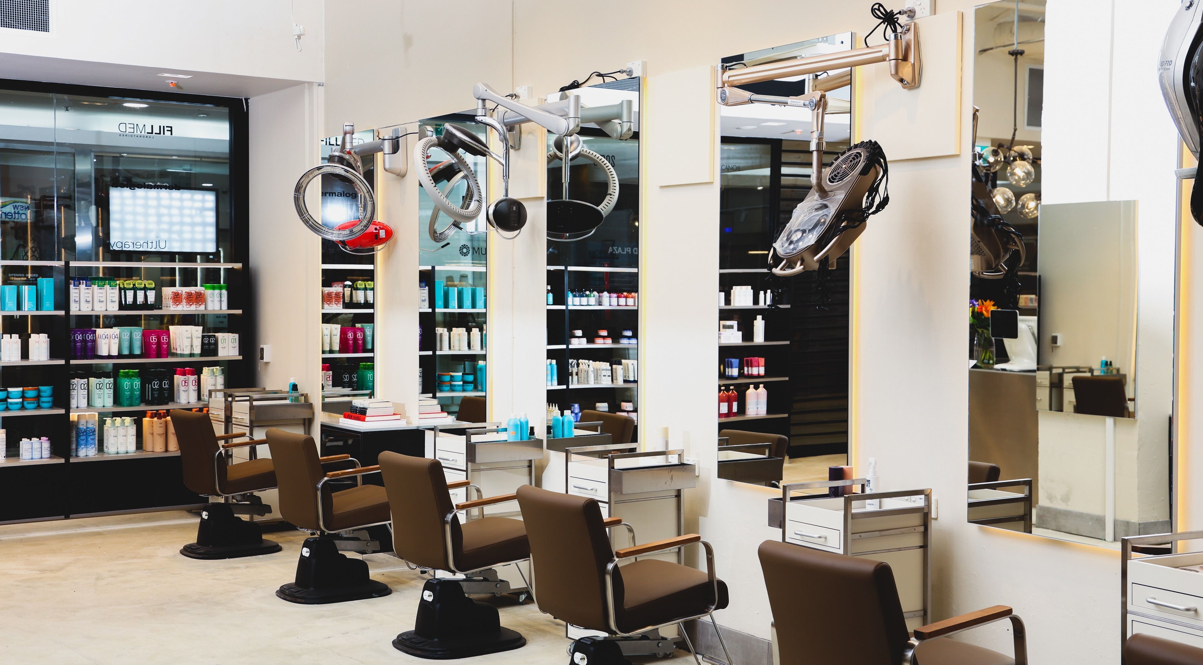 Elegant salon chairs and products at Kim Sun Young Hair Strathfield, NSW, NSW, AU.