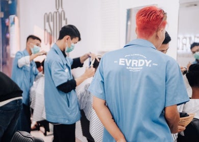 Barbers at EVRDY Barbershop - San Chaung in Yangon, Yangon Region, MM, delivering expert cuts.