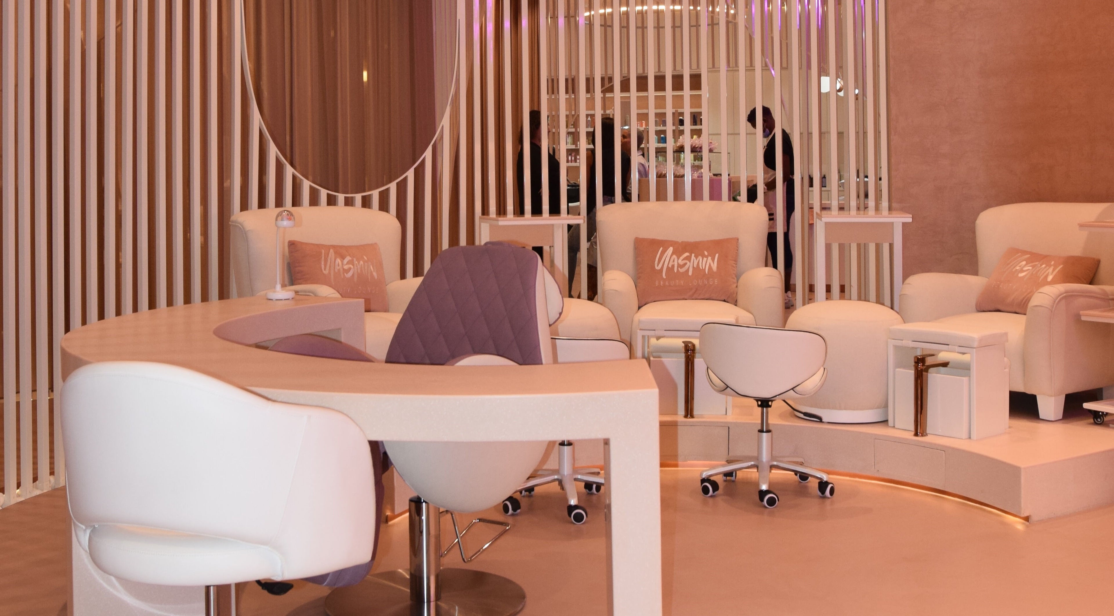Luxurious spa chairs at Yasmin Beauty Lounge, Dubai, Dubai, AE offer a modern and relaxing atmosphere.