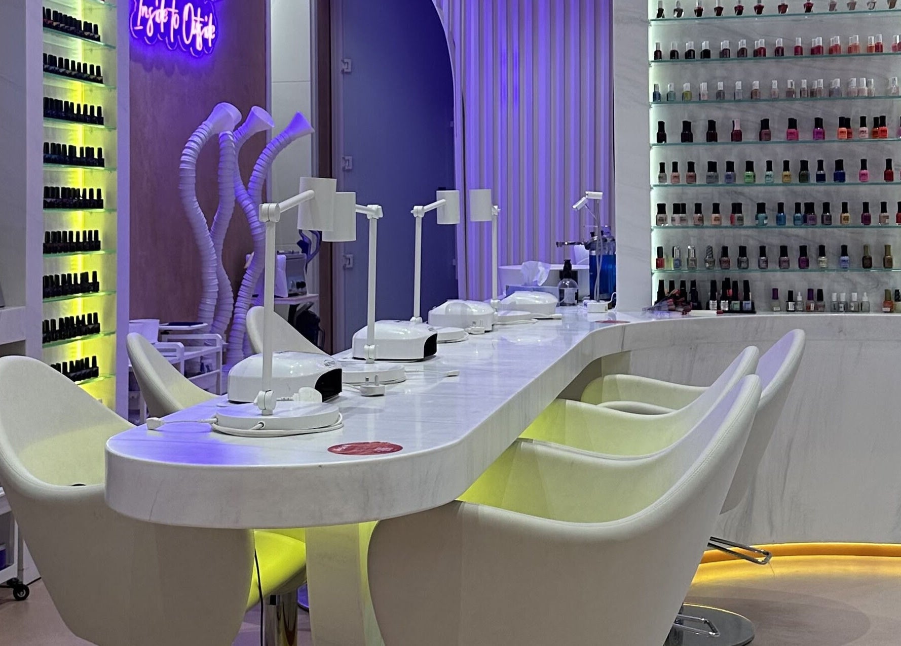 Chic nail station at Yasmin Beauty Lounge, Dubai, Dubai, AE offering elegant manicure services.