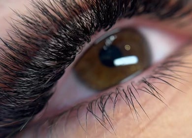 Close-up of eyelash extensions at Lola Lashes, Southend-on-Sea, England, GB. Showcase of precision and quality.