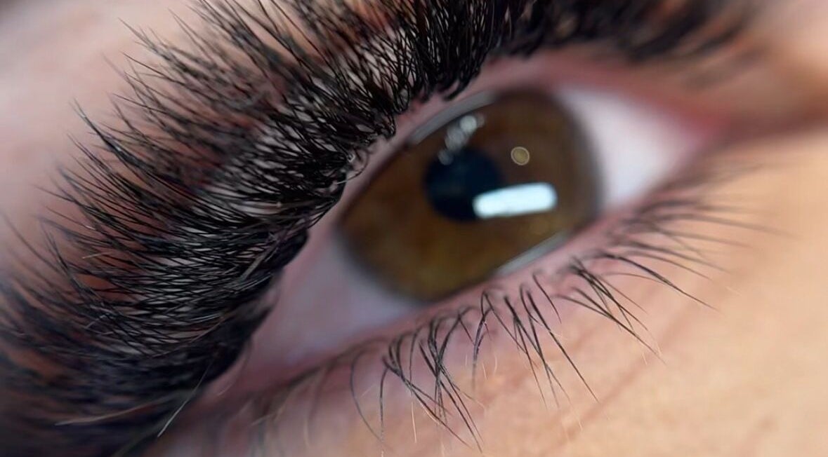 Close-up of eyelash extensions at Lola Lashes, Southend-on-Sea, England, GB. Showcase of precision and quality.