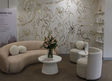 Sleek wellness lounge at The Gym, Mile End, South Australia, AU, with elegant decor and comfy seating.