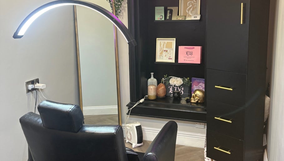 Cozy makeup station at LJB Makeup and Beauty, New Ross, County Wexford, IE with stylish decor and lighting.