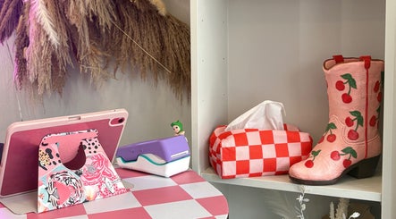 Quirky decor with cherry boots at LJB Makeup and Beauty, New Ross, County Wexford, IE.