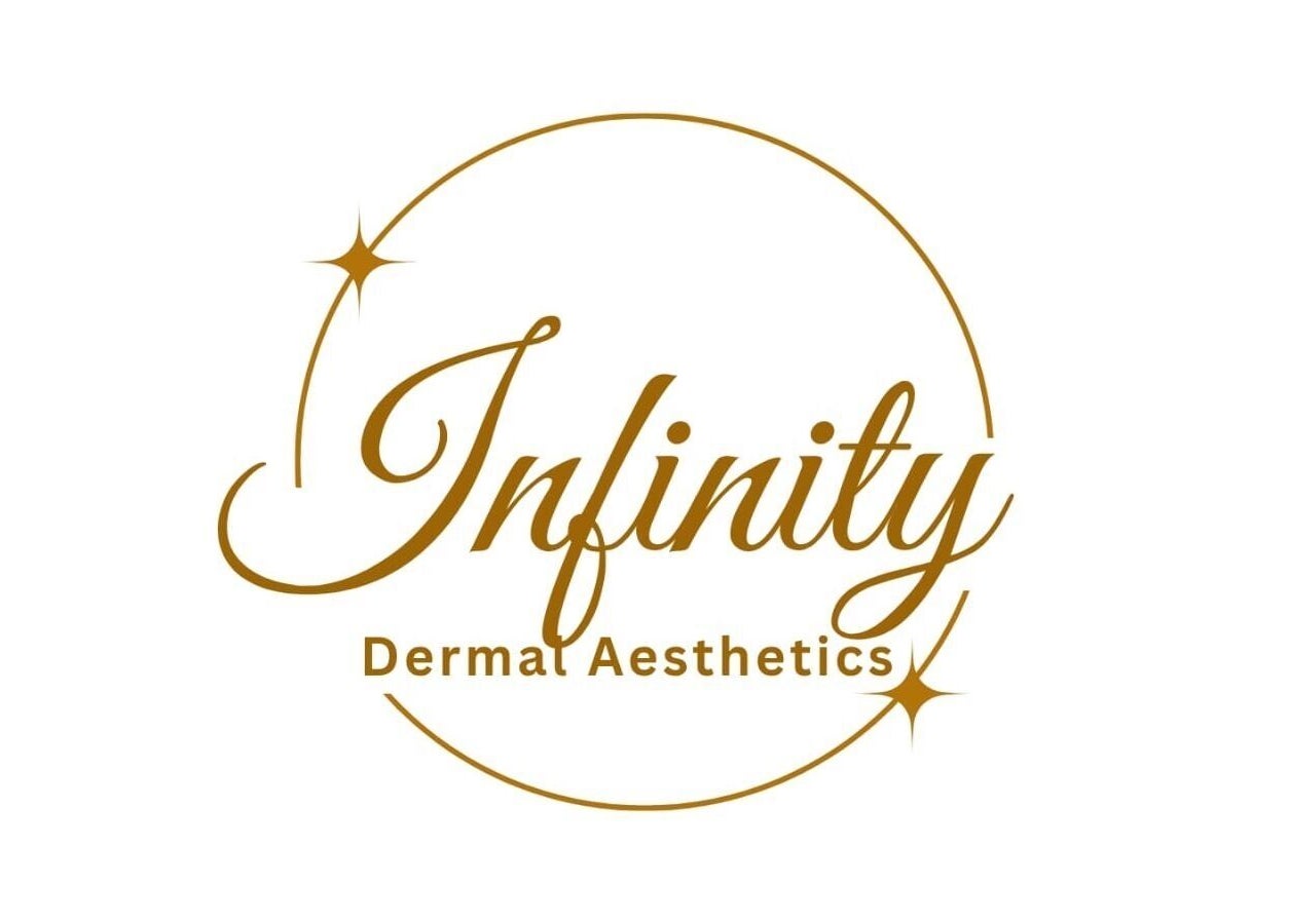 Infinity Dermal Aesthetics logo with gold lettering in Johannesburg, Gauteng, ZA.