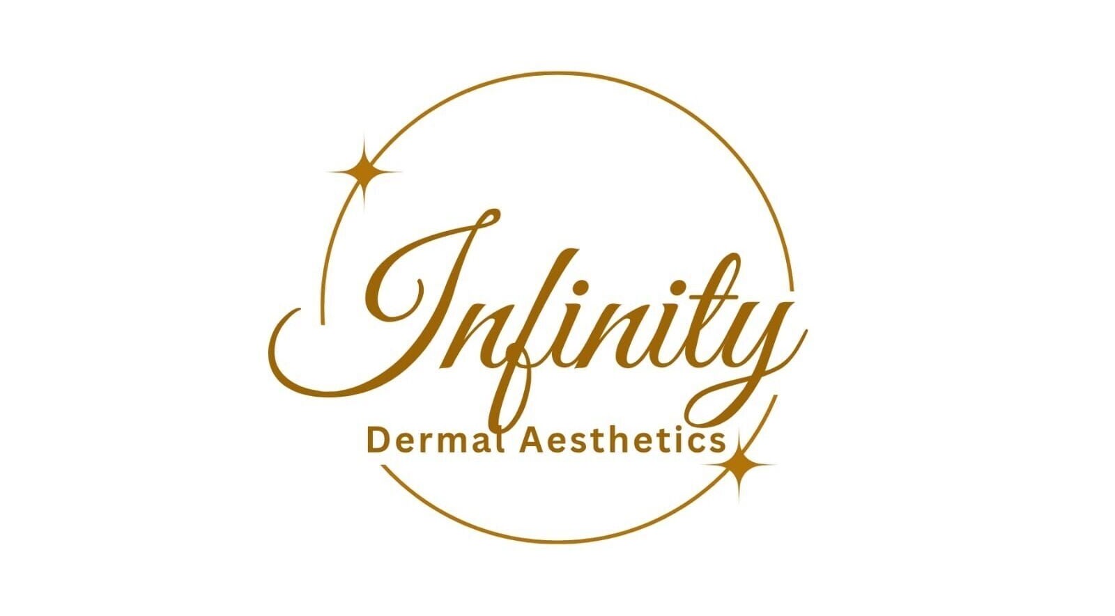 Infinity Dermal Aesthetics logo with gold lettering in Johannesburg, Gauteng, ZA.