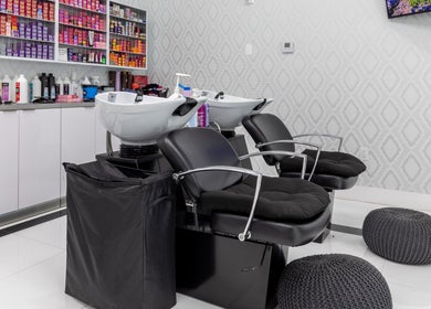 Stylish salon wash stations at Beauty Locks Hair Extensions, North Miami Beach, Florida, US.