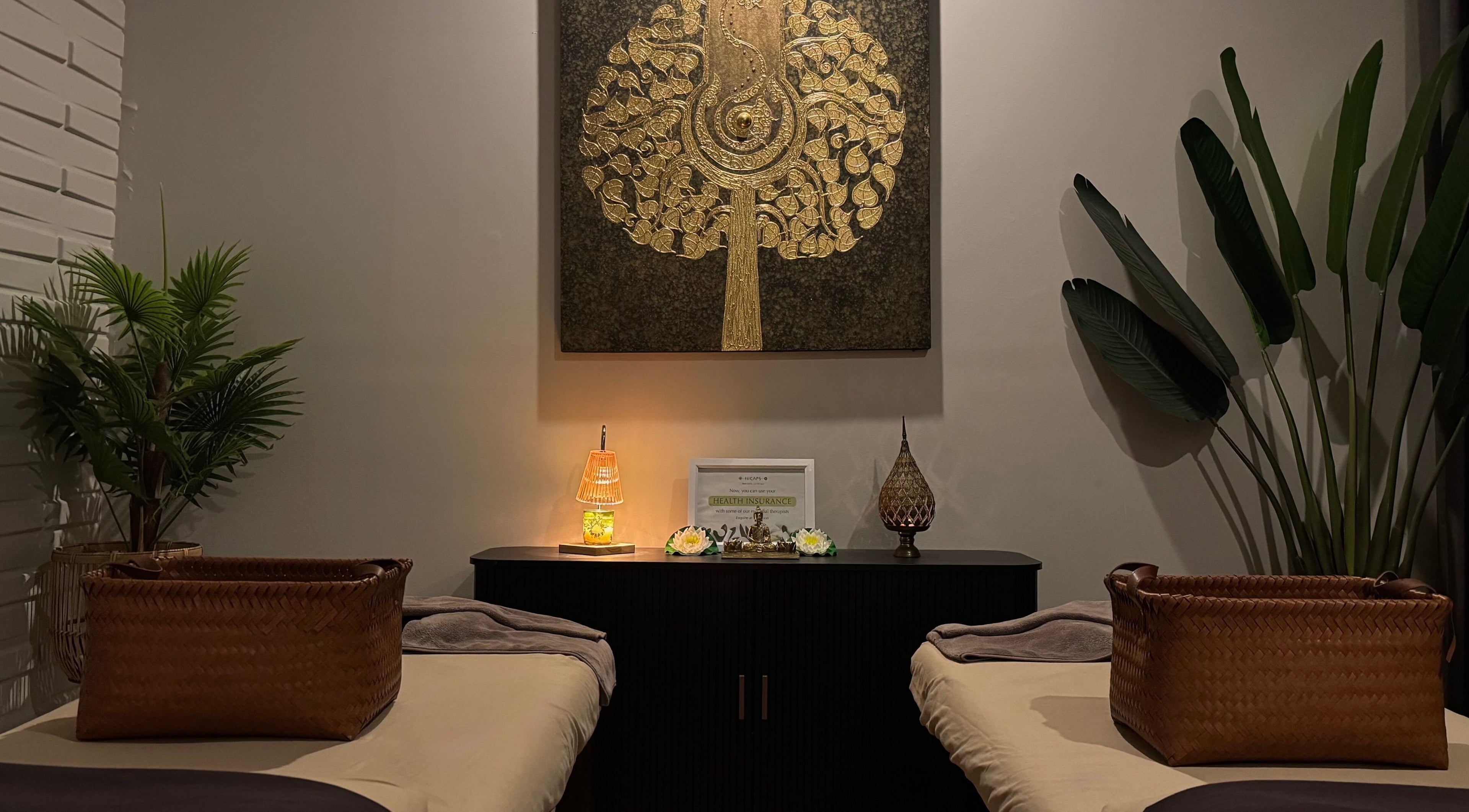 Cozy massage room at PhonKlai Thai Massage Toorak, Melbourne, Victoria, AU with calming decor and soft lighting.