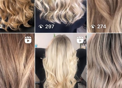 Elegant curled hairstyles at Kelly Nolan Hairdresser in Barry, Wales, GB. Showcasing diverse blonde styles.