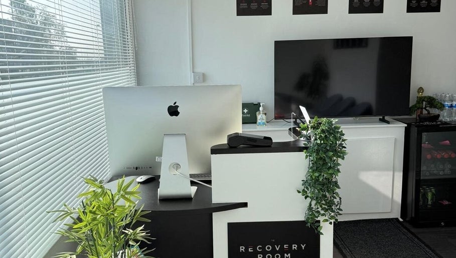 Reception area of The Recovery Room Oldham with sleek decor in Oldham, England, GB.